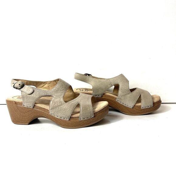 Dansko casual heel sandals mocha leather Womens EU 36 US 5.5 Sling Back Open Toe - Picture 5 of 12